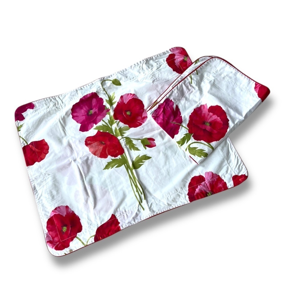 Bloom 100% Cotton Bedding Floral White/Orange Poppy Pattern Pillow Shams x 2